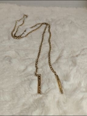 Michael Kors Gold-Tone Dual Vertical Bar Pendant Necklace